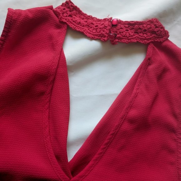 BCX Candy Red Lace Halter Neck Wrap Top L - Picture 6 of 8